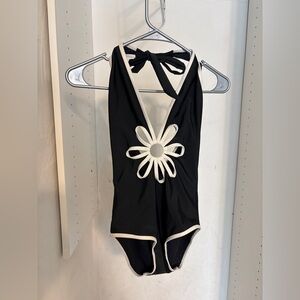 Solado Womens Black & Cream Halter One Piece Swim Size Small